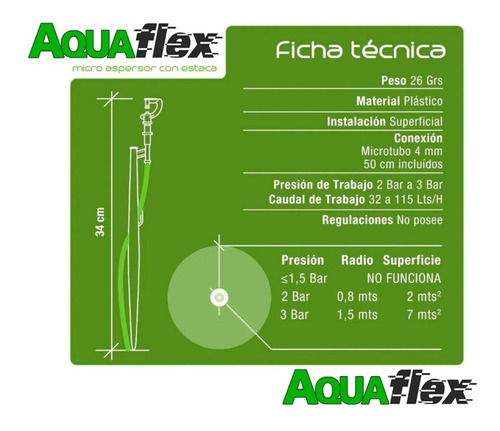 Imagen 2 de 3 de Micro Aspersor Riego Con Estaca 0,8 A 1,5 Metros Aquaflex