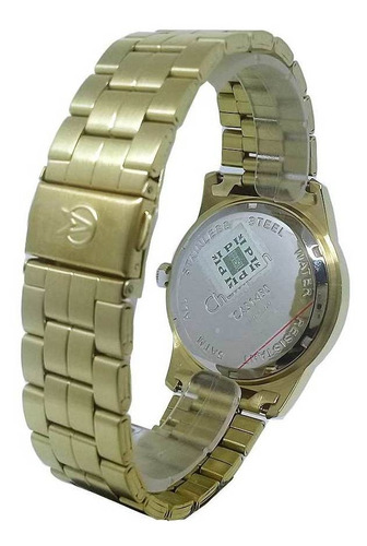 Relogio Masculino Social Dourado Champion Visor Preto 5atm