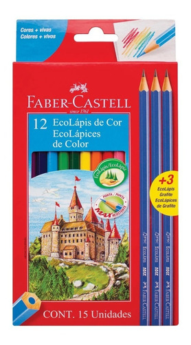 Lápices De Color X12 + 3 Grafitos Faber Castell 120112+3gr