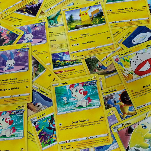 Lote Pokémon Elétrico 15 Cartas + 10 Energias E 1 Pacotinho