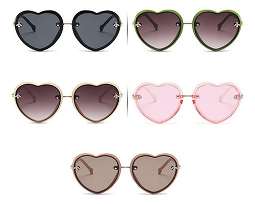 Lentes De Sol Con Montura De Corazón En Forma De Corazón Par