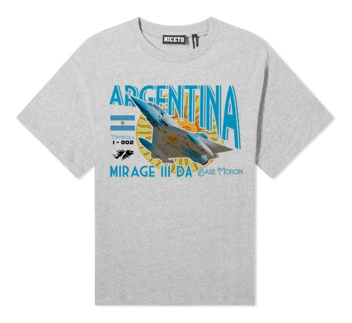 Remera Avion Mirage 3 Argentina Diseño En Gris O Balnco