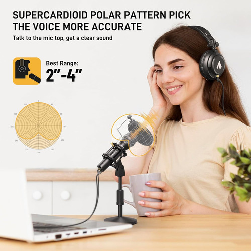 Maono Usb/xlr Podcast Micrófono Dinámico, Kit De Micrófon...