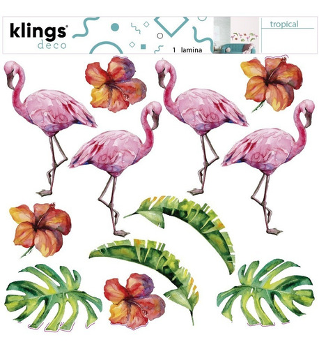 Imagen 2 de 4 de Vinilos Decorativos Flamenco Tropical Naturaleza