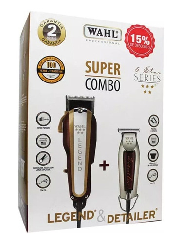 Wahl Barber Combo Legend + Detailer Patillera Trimmer Color Bordó