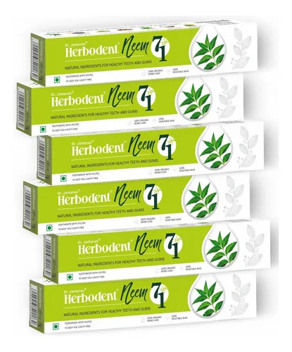 Pasta De Dientes Herbodent Neem 7 En 1, 190 Ml, Paquete De 6