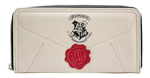 Billetera Bioworld Hogwarts Letter color beige de cuero sintético