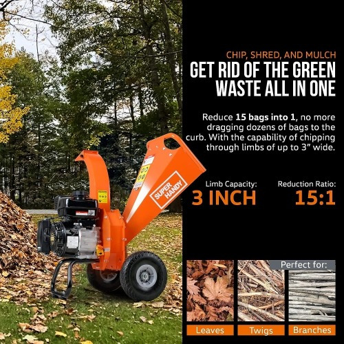 Superhandy Mini Wood Chipper Shredder Mulcher - Heavy Duty D