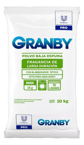 Jabón En Polvo Para Ropa Granby X10 Kg