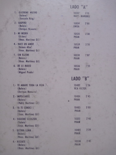 Lp Hnos. Martinez Gil Quiereme Mucho Trova Orfeón 1967 (Usado)