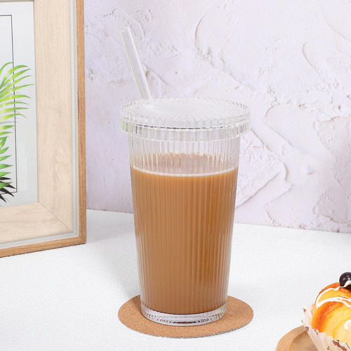 Vaso De Vidrio Con Rayas Verticales, Vaso Portátil Para Bebe
