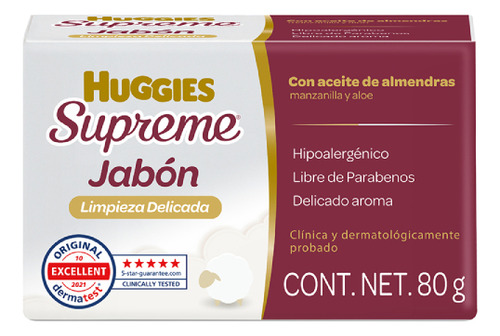 Jabon En Barra Huggies Supreme Proteccion Delicada 80g