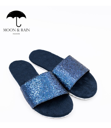 Imagen 2 de 4 de Sandalias De Piso Para Dama Marino Brillante Moon & Rain