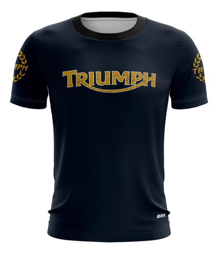 Camiseta  Brk Motociclismo Triumph Azul Escuro Com Fpu 50+