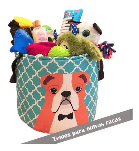 Cesto Organizador Brinquedos Pet Tam. P - Bulldog Inglês