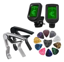 Comprar Kit Afinador + Capotraste + Porta Palhetas + 10 Palhetas