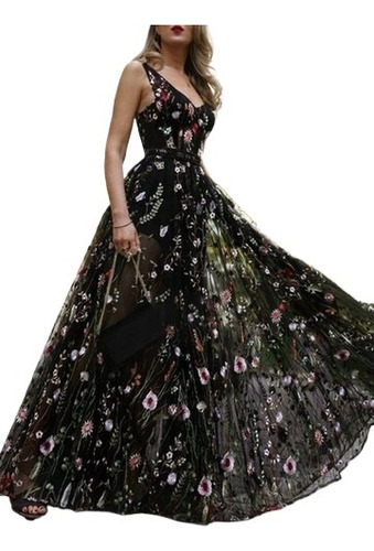 Vestido De Noche Elegante Y Romántico Estampado De Flores