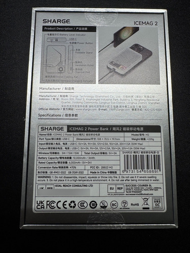 Powerbank Sharge Icemag 2 Magsafe Qi2 10,000mah Led Rgb (Usado)