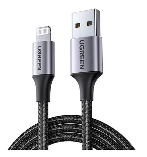 Cable Usb A Lightning Para iPhone Certificado Mfi Trenzado De Nylon Carcasa De Aluminio Cable De Carga Rapida 2.4a Y Datos 2 Metros Ugreen