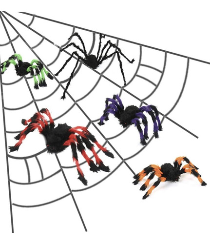Kit Telaraña Gigante 7x5mts Con Arañas Deco Casa Halloween