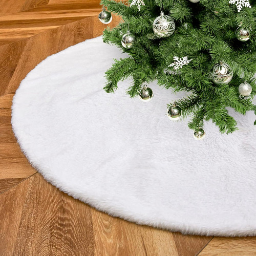 Faux Fur Tree Skirt White Christmas Tree Skirt For Merry ...