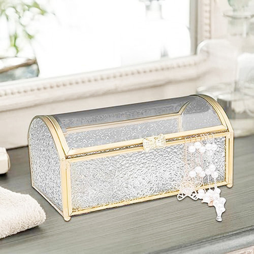 . Caja Con Forma De Cofre Del Tesoro, Joyeros De Vidrio,