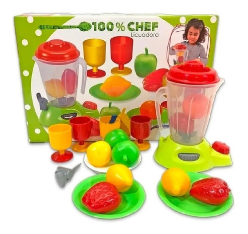 Set Licuadora 100% Chef Con Accesorios Y Comida Antex 1155 Color Multicolor