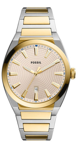 Relógio Masculino Fossil Social Prata E Dourado Original