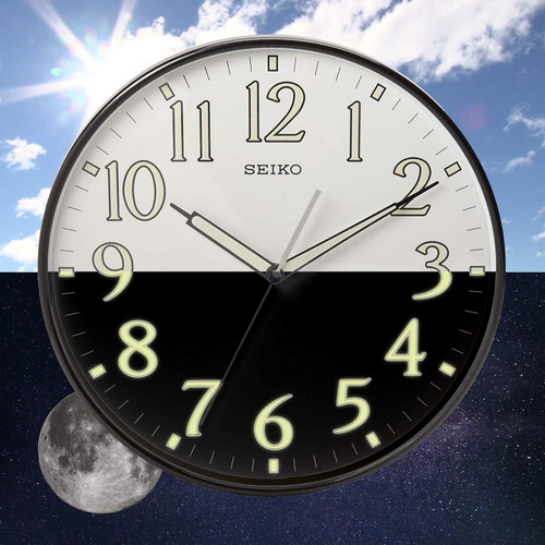Reloj De Pared Seiko Con Marco Luminoso Numerado Negro De 30