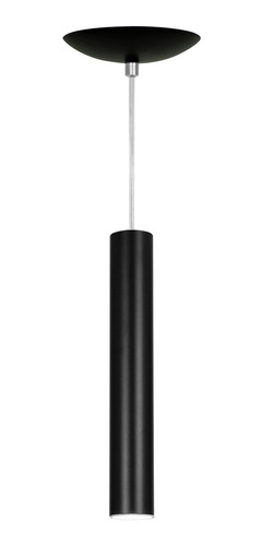 Pendente Tubo Cilindro Alumínio Preto 30cm + Led 3k