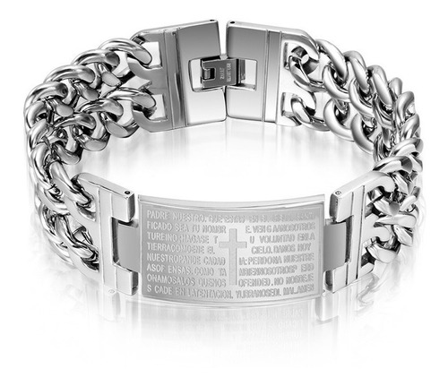 Pulseira Bracelete Masculino Pai Nosso Aço Inoxidavel 316