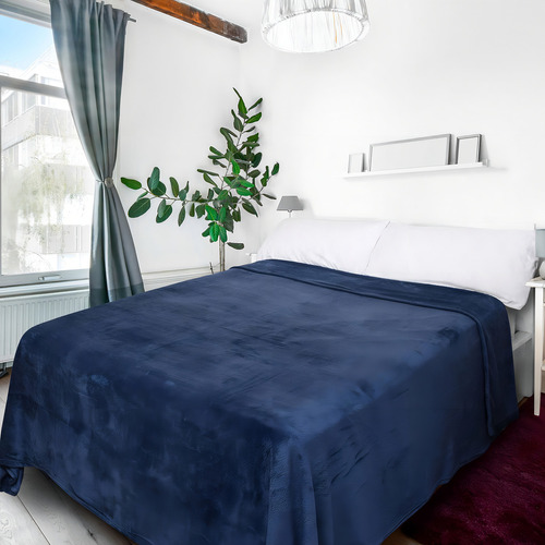 Cobija Super Suave Cobertor King Size, Calientita, Premium Color Azul
