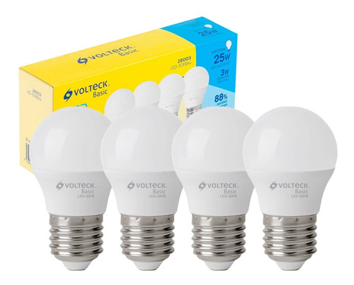 Lámpara Led, A19, 3w, Luz De Día, 4 Pzas, Volteck 28003 Luz LUZ DE DÍA