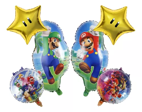 Kit 6 Globos Para Decoración De Fiesta Temática Mario Bros