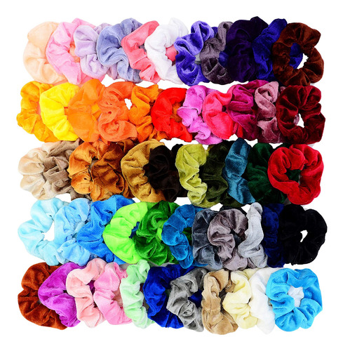 55pcs Gomas Para El Pelo De Terciopelo Elásticos Bobbles Cin