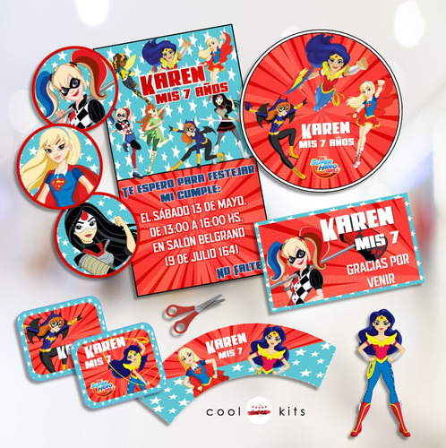 Kit Imprimible Dc Super Hero Girls Personalizado Candybar