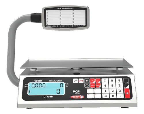 Báscula comercial digital Torrey PCR 40kg con mástil 35.68 cm x 29.08 cm