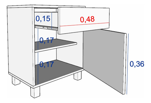 Mesa De Luz 1 Cajón 1 Puerta Melamina X 2 Unidades Mate Olmo Con Gris