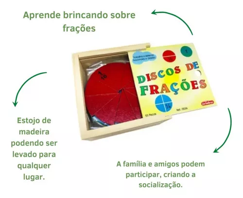 Jogo Educativo de Matemática e Pedagógico Dominó de Frações - Bambinno -  Brinquedos Educativos e Materiais Pedagógicos