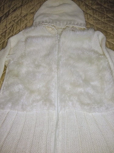 Saco Sacón Cardigan Lana Con Piel Sintética L