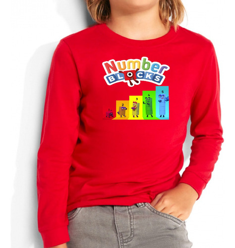 Polera Manga Larga Algodón Niños Numberblocks