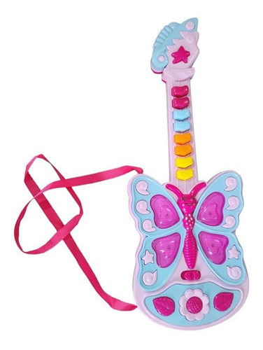 Guitarra Rosada Mariposa Juguete Sonido Luces Niñas 