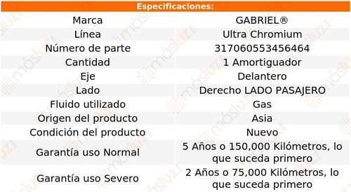 1- Amortiguador Delantero Der Equinox 07/17 Gabriel