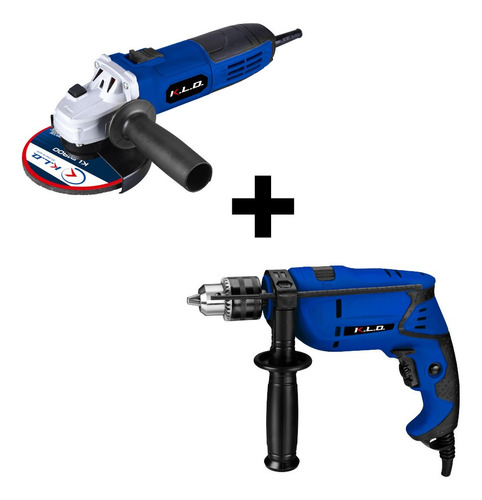 Imagen 1 de 1 de Combo Set Amoladora Angular 115mm + Taladro 700w Kld