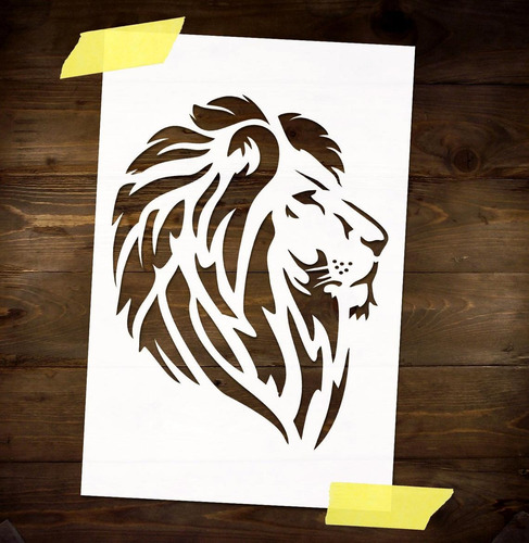 Stencil Cabeça De Leão - Molde Vazado Decoração Fácil R-8075