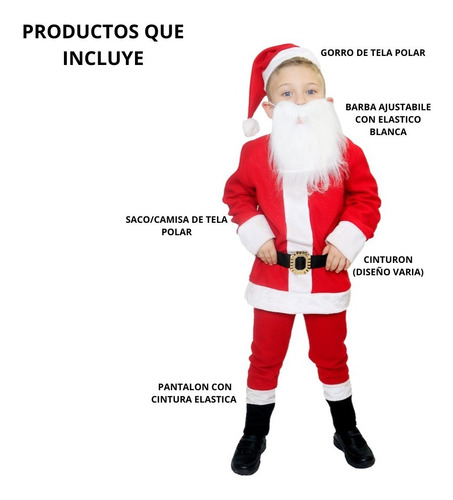 Disfraz Santa Claus Clasico Con Barba Blanca Niño