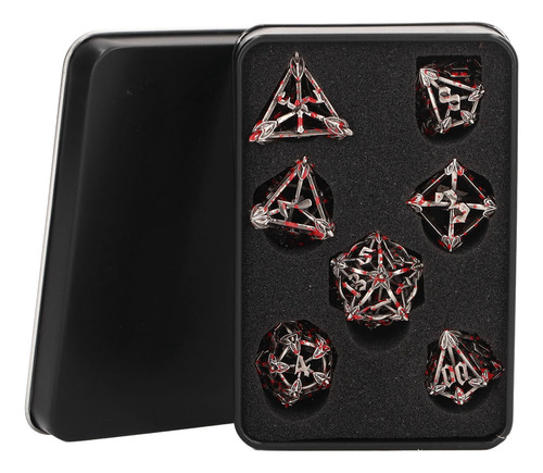 Jogo De Rpg Dice, Conjunto De Metal, 7 Peças, Oco, Poliédric