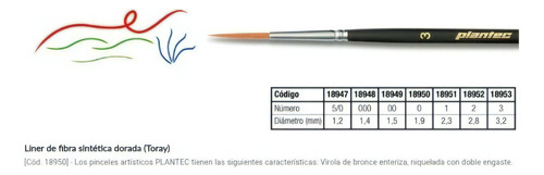 Plantec 8952 Pincel Liner Fibra Sintetica Dorada Nº 2