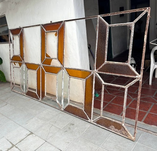 Antiguo Ventanal Vidrio Repartido Con Ventanas, A Restaurar