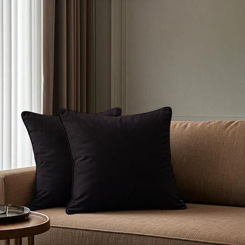Juego De 2 Fundas De Almohada De Terciopelo Negro